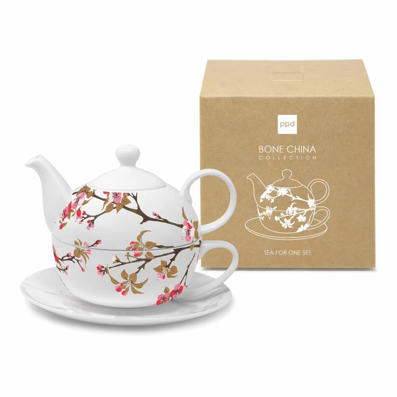 PPD Fiori Rossi Tea4one Set, 3-tlg., Teetasse, Tasse, Teekanne, Kanne, Bone China, 450 ml, 163502532