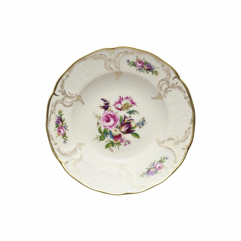 Rosenthal Suppenteller Sanssouci Elfenbein Diplomat, Porzellan, Mehrfarbig, 23 cm, 20480-308550-10323