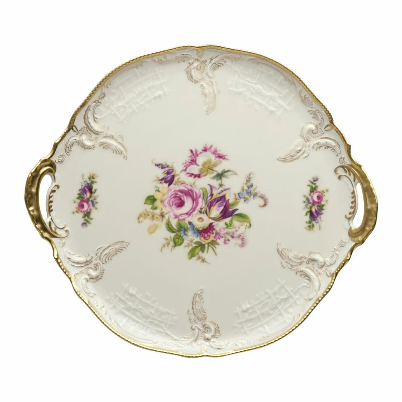 Rosenthal Tortenplatte Sanssouci Elfenbein Diplomat, Porzellan, Mehrfarbig, 34.5 cm, 20480-308550-12843