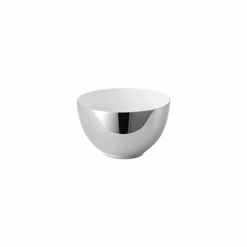 Rosenthal Multifunktionsschale TAC Gropius Skin Platin, Porzellan, Weiß-Silber, 14.2 cm, 11280-403239-15394