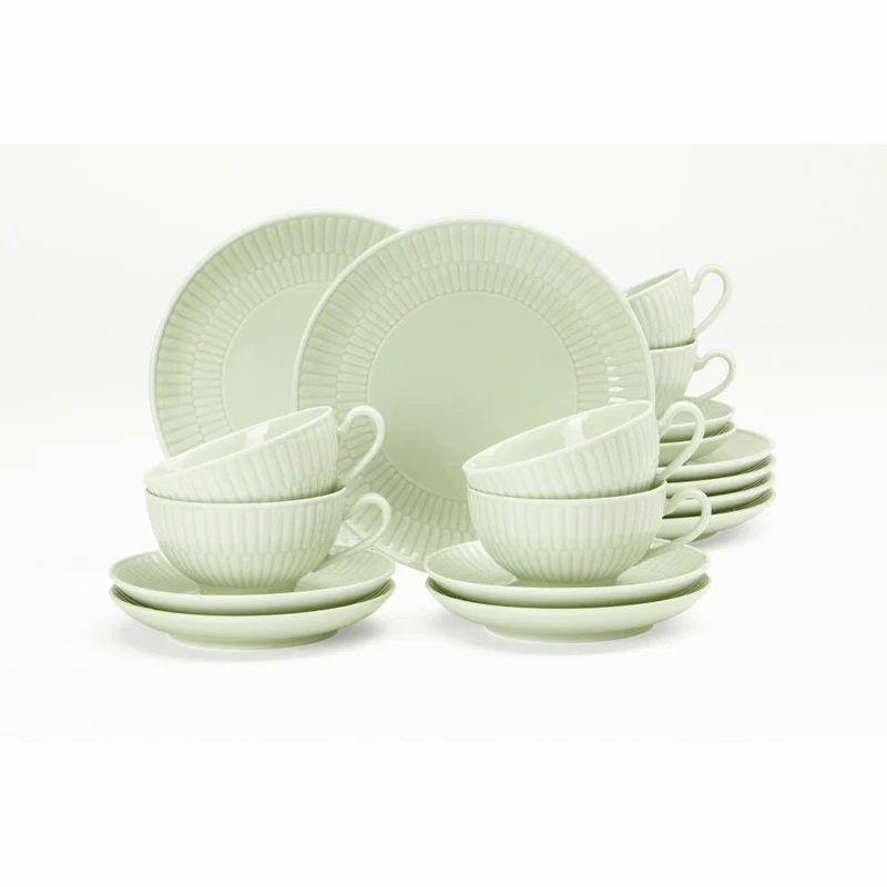Seltmann Weiden Teeservice 18-tlg. klein Amina Seladon, Geschirr-Set, Porzellan, Grün, 001.774974