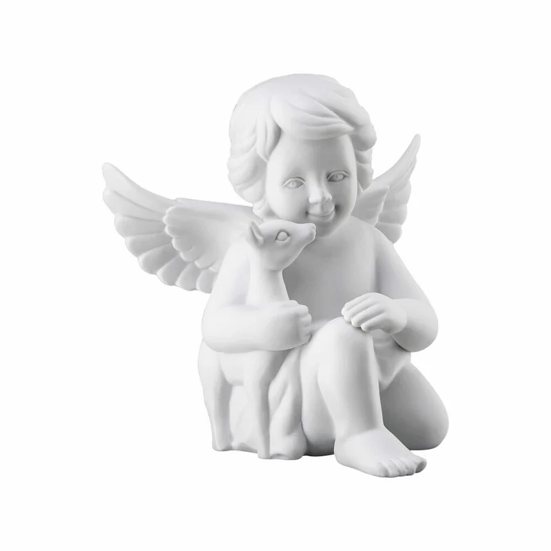 Rosenthal Dekofigur Engel mit Bambi, Porzellan, Weiß, 13.9 cm, 69056-000102-90533