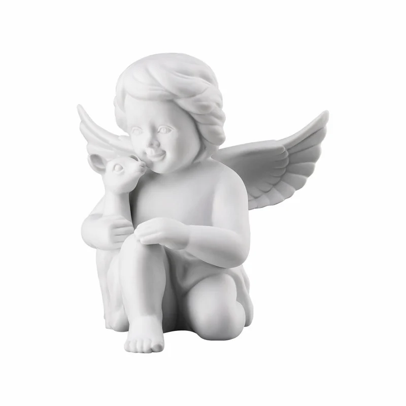 Rosenthal Dekofigur Engel mit Bambi, Porzellan, Weiß, 13.9 cm, 69056-000102-90533