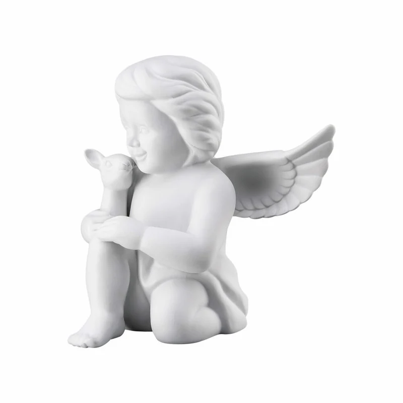 Rosenthal Dekofigur Engel mit Bambi, Porzellan, Weiß, 13.9 cm, 69056-000102-90533