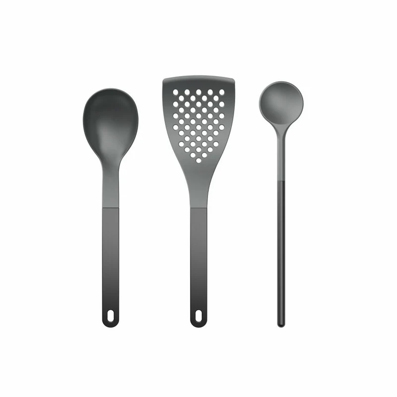 Rosti Küchenhelfer-Set New Optima 3-tlg., Kochlöffel, Pfannenwender, Nylon, Schwarz, 34587