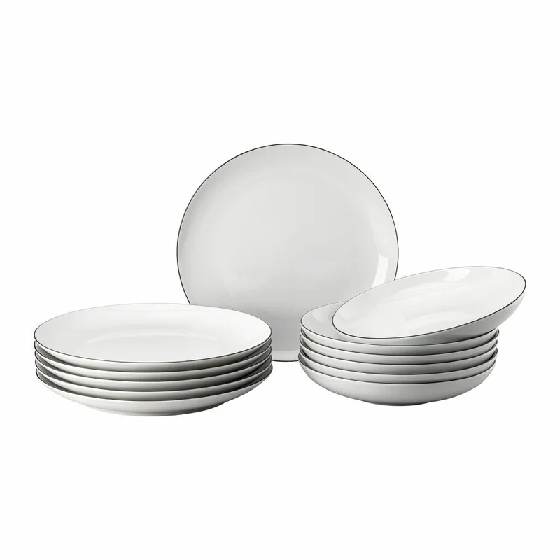 Thomas Dinner-Set Cucina Colori Black 12-tlg., Porzellan, Weiß-Schwarz, 42100-671167-28731