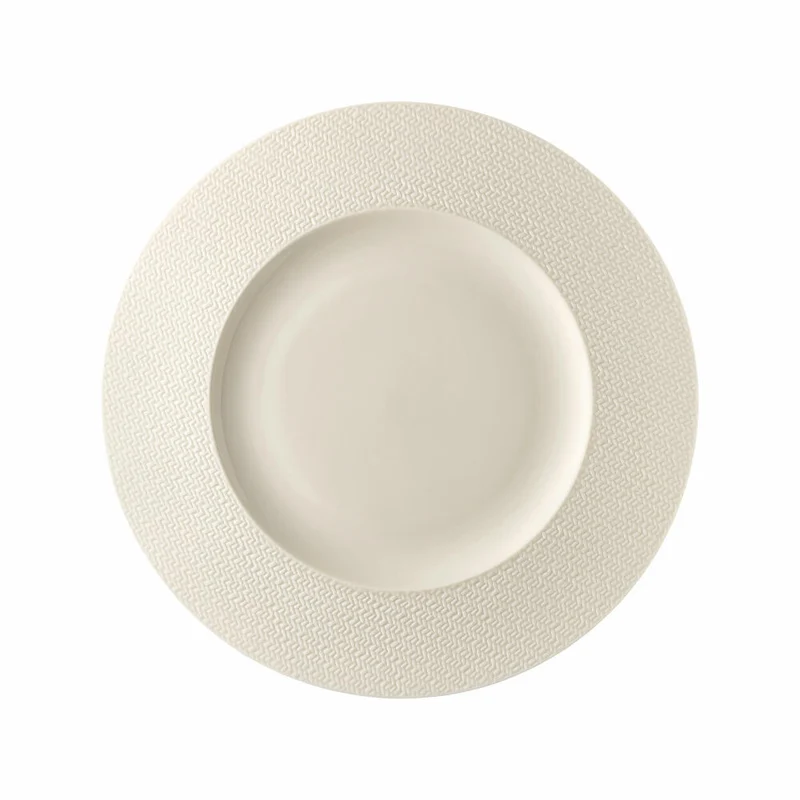 Rosenthal Speiseteller Kumi White mit Fahne, Porzellan, Weiß, 28 cm, 10580-405331-10028