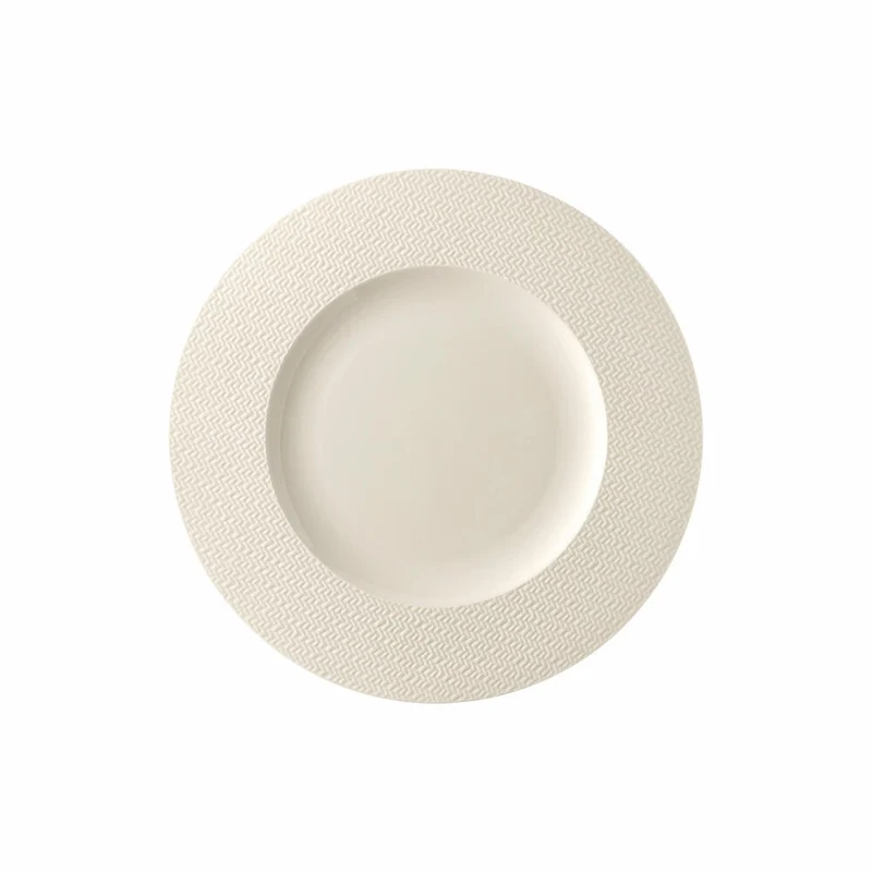 Rosenthal Frühstücksteller Kumi White mit Fahne, Porzellan, Weiß, 23 cm, 10580-405331-10023