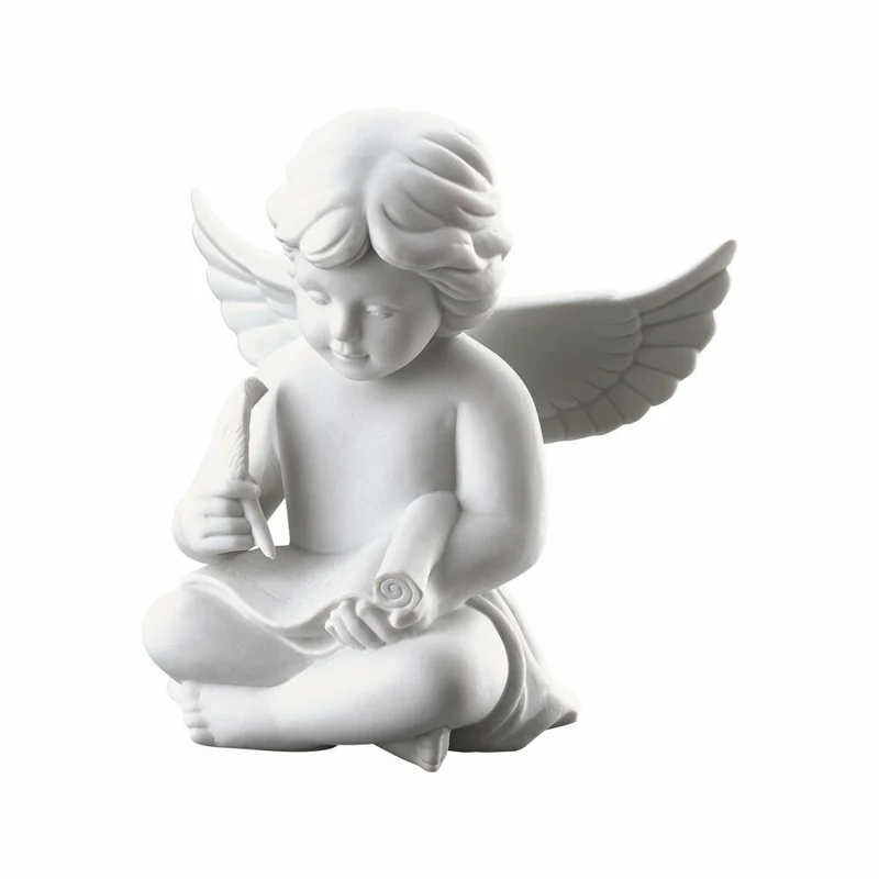 Rosenthal Dekofigur Engel mit Schriftrolle, Porzellan, Weiß, 13.9 cm, 69056-000102-90536