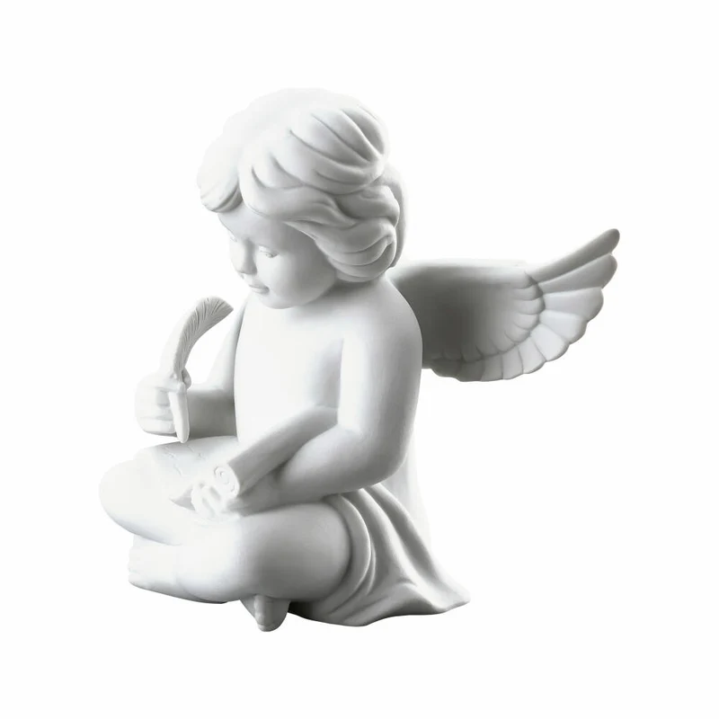 Rosenthal Dekofigur Engel mit Schriftrolle, Porzellan, Weiß, 13.9 cm, 69056-000102-90536