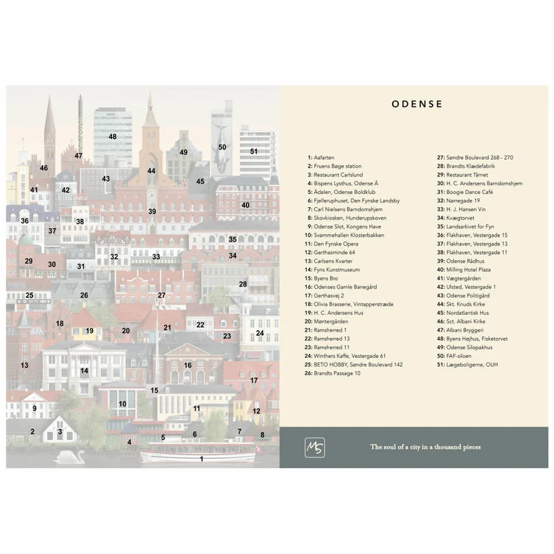 Martin Schwartz Puzzle Odense, Städtepuzzle Dänemark, 50 x 70 cm, 1000 Teile, MS0609