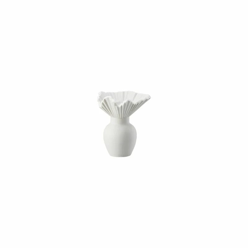 Rosenthal Vase Falda Weiß matt, Dekovase, Porzellan, Weiß, 10 cm, 14438-100102-26010