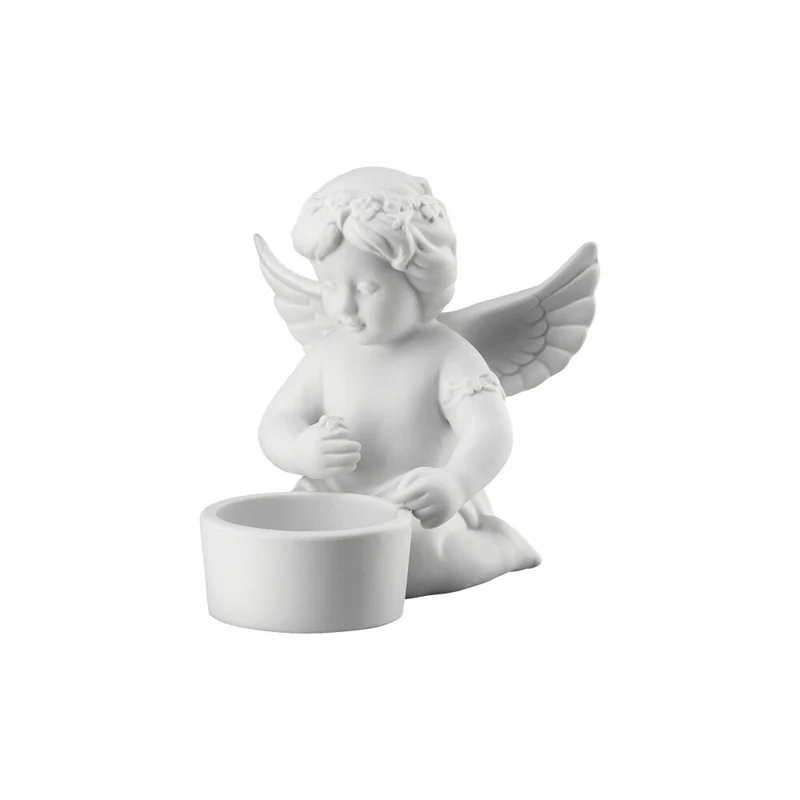 Rosenthal Dekofigur Engel mit Blumenkranz, Porzellan, Weiß, 10.2 cm, 69193-000102-90534