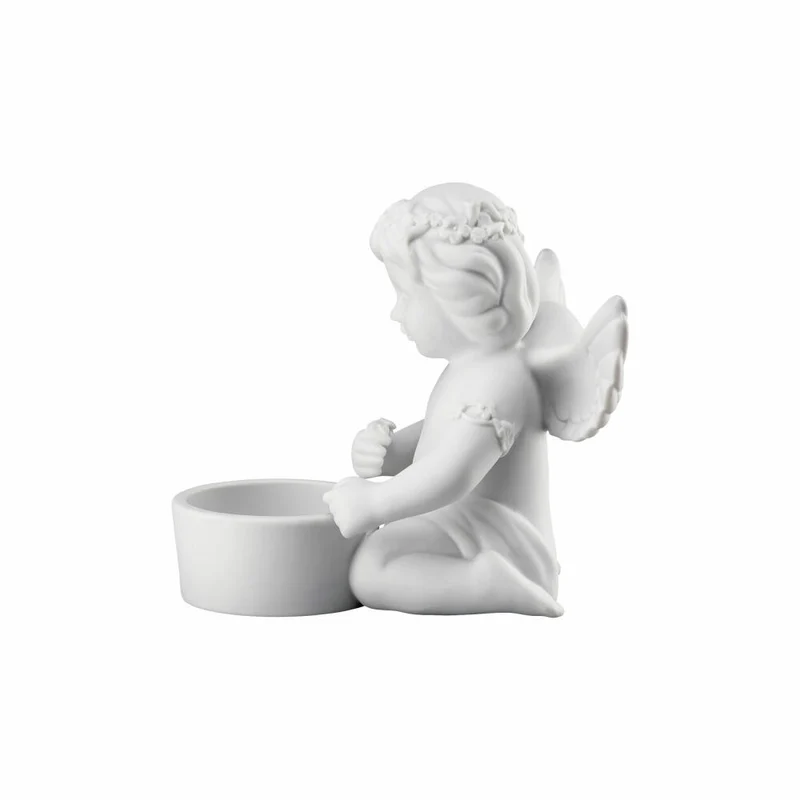 Rosenthal Dekofigur Engel mit Blumenkranz, Porzellan, Weiß, 10.2 cm, 69193-000102-90534