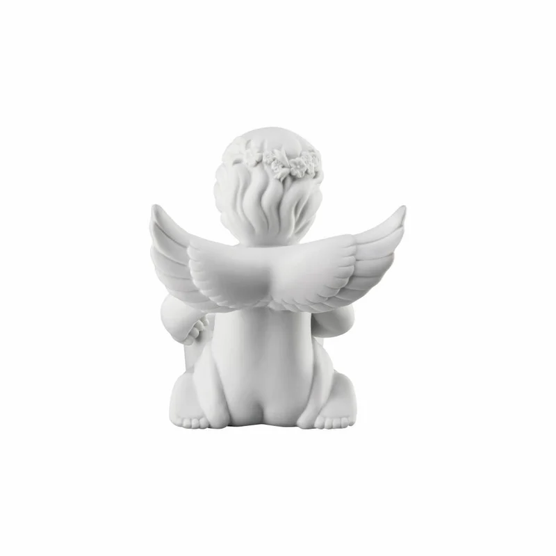 Rosenthal Dekofigur Engel mit Blumenkranz, Porzellan, Weiß, 10.2 cm, 69193-000102-90534