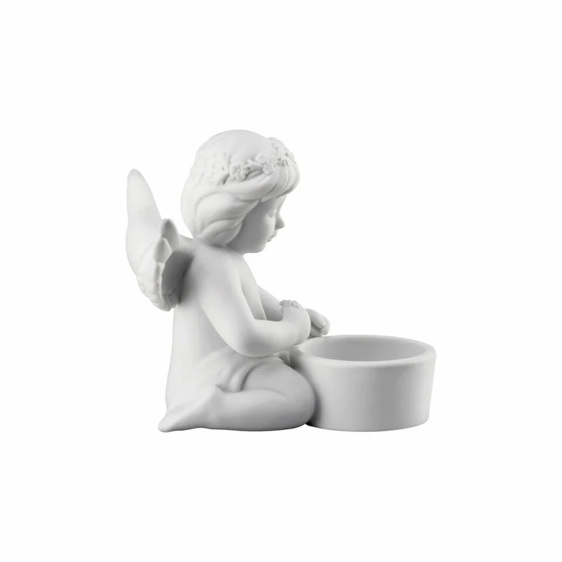 Rosenthal Dekofigur Engel mit Blumenkranz, Porzellan, Weiß, 10.2 cm, 69193-000102-90534