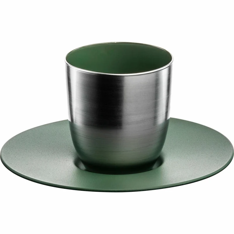 Eisch Espressoglas Cosmo Collect, mit Untersetzer, Espressotasse, Kristallglas, Grün / Silber, 100 ml, 70510918