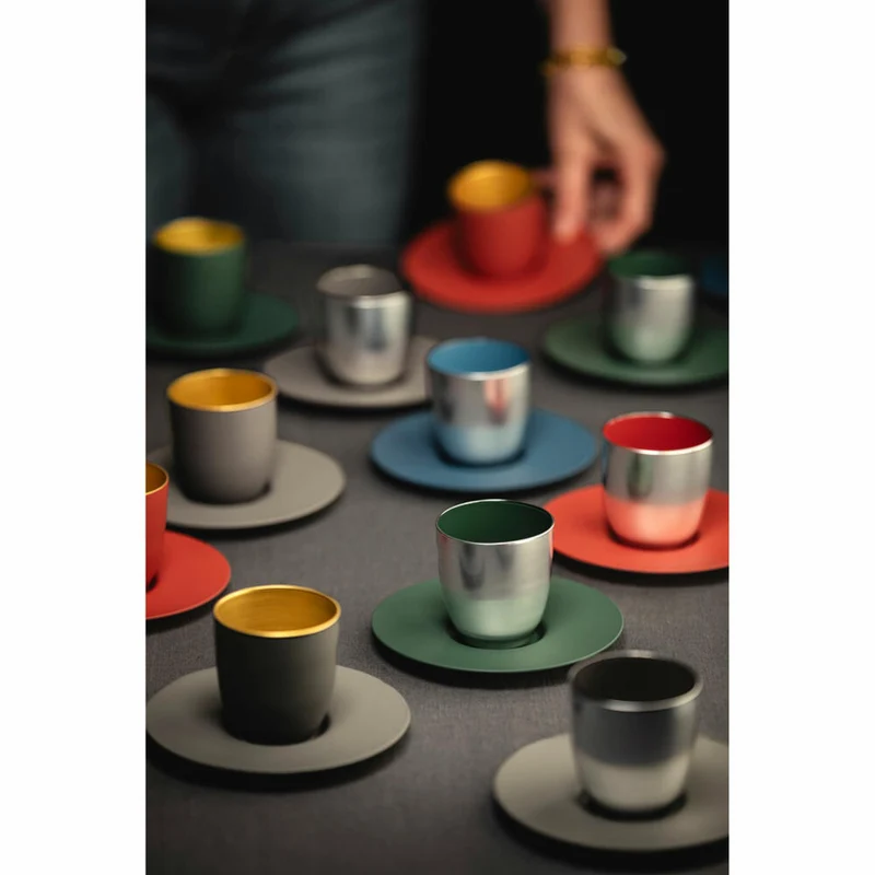Eisch Espressoglas Cosmo Collect, mit Untersetzer, Espressotasse, Kristallglas, Coral / Silber, 100 ml, 70510919