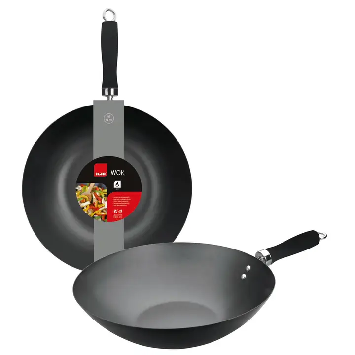 Wok Mokka aus Kohlenstoffstahl Antihaftbeschichtet 30cm