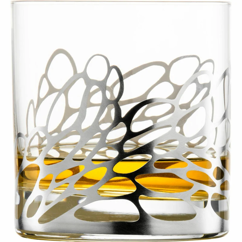 Eisch Whiskygläser Net, 2er Set Whiskyglas, Tumbler, Whiskybecher, Kristallglas, Silber, 400 ml, 79150015