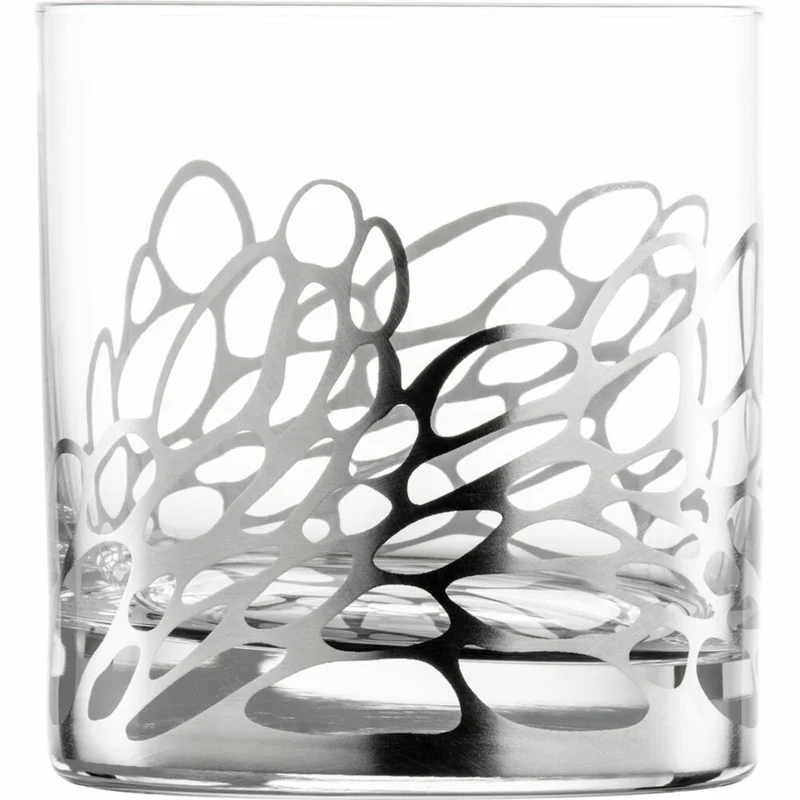 Eisch Whiskygläser Net, 2er Set Whiskyglas, Tumbler, Whiskybecher, Kristallglas, Silber, 400 ml, 79150015