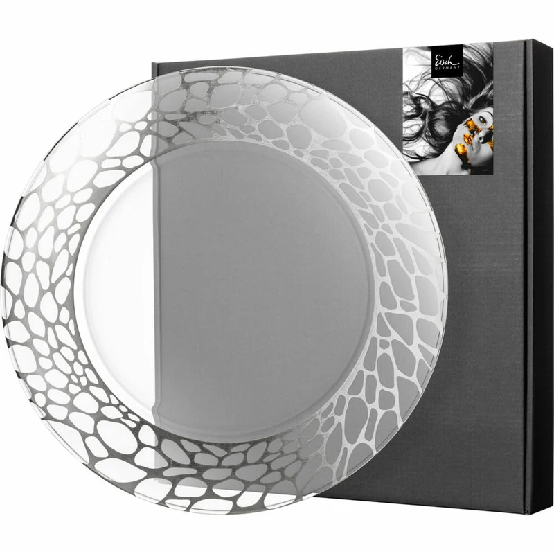 Eisch Teller Net, Speiseteller, Platzteller, Servierteller, Glas, Silber, Ø 32 cm, 79151632