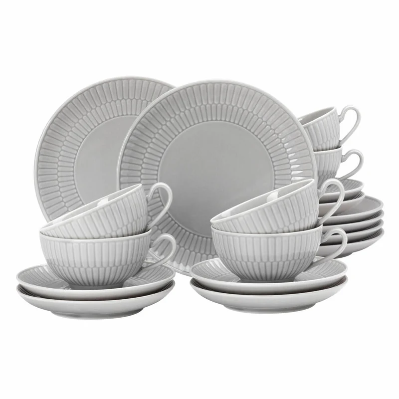 Seltmann Weiden Teeservice 18-tlg. klein Amina Silbergrau, Geschirr-Set, Porzellan, Grau, 001.774234