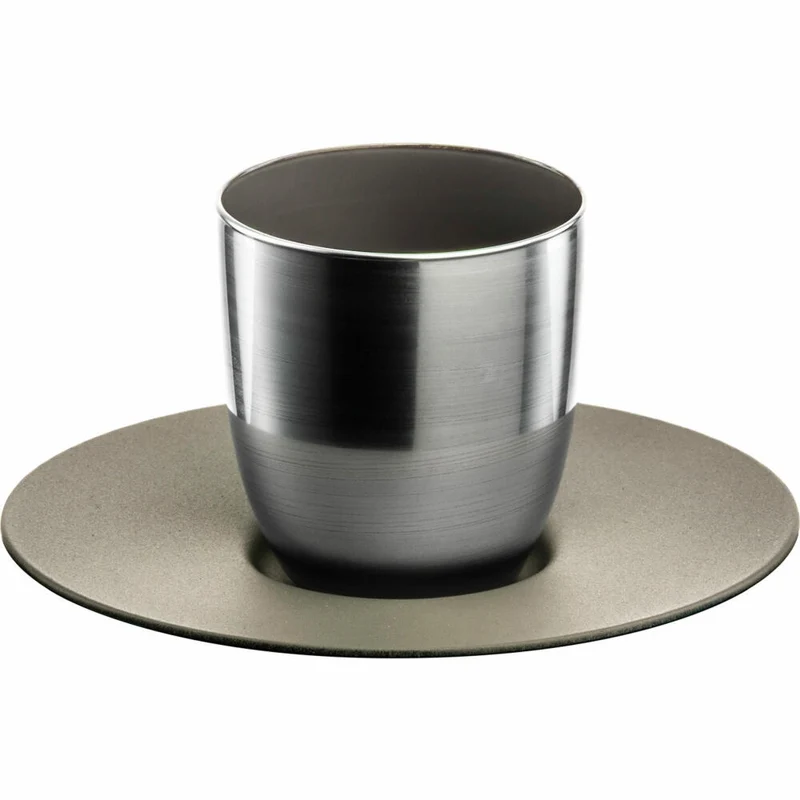 Eisch Espressoglas Cosmo Collect, mit Untersetzer, Espressotasse, Kristallglas, Mocca / Silber, 100 ml, 70510921