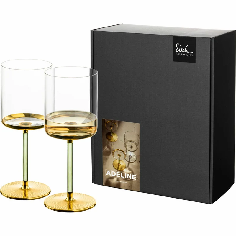 Eisch Weißweingläser Adeline, 2er Set, Weißweinglas, Weinglas, Weißwein Glas, Gold, 400 ml, 15691031