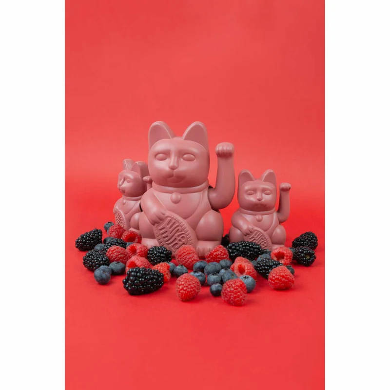 Donkey Products Winkekatze Lucky Cat Mini, Glücksbringer, Kunststoff, Berry Red, 10 cm, 330638