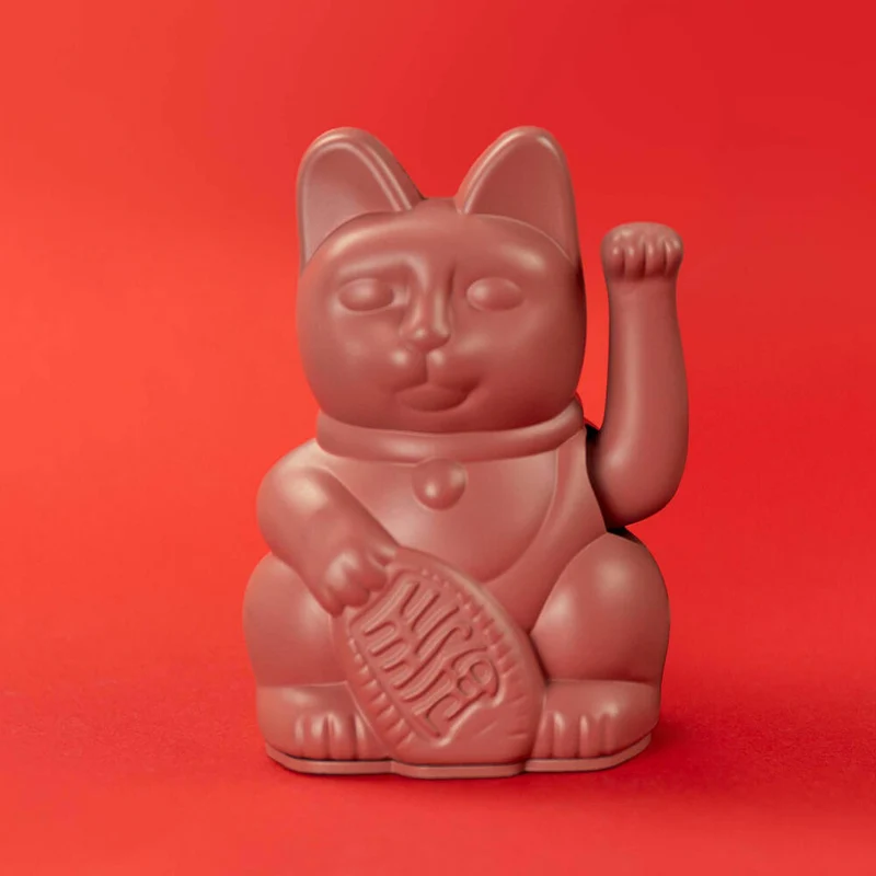 Donkey Products Winkekatze Lucky Cat Mini, Glücksbringer, Kunststoff, Berry Red, 10 cm, 330638