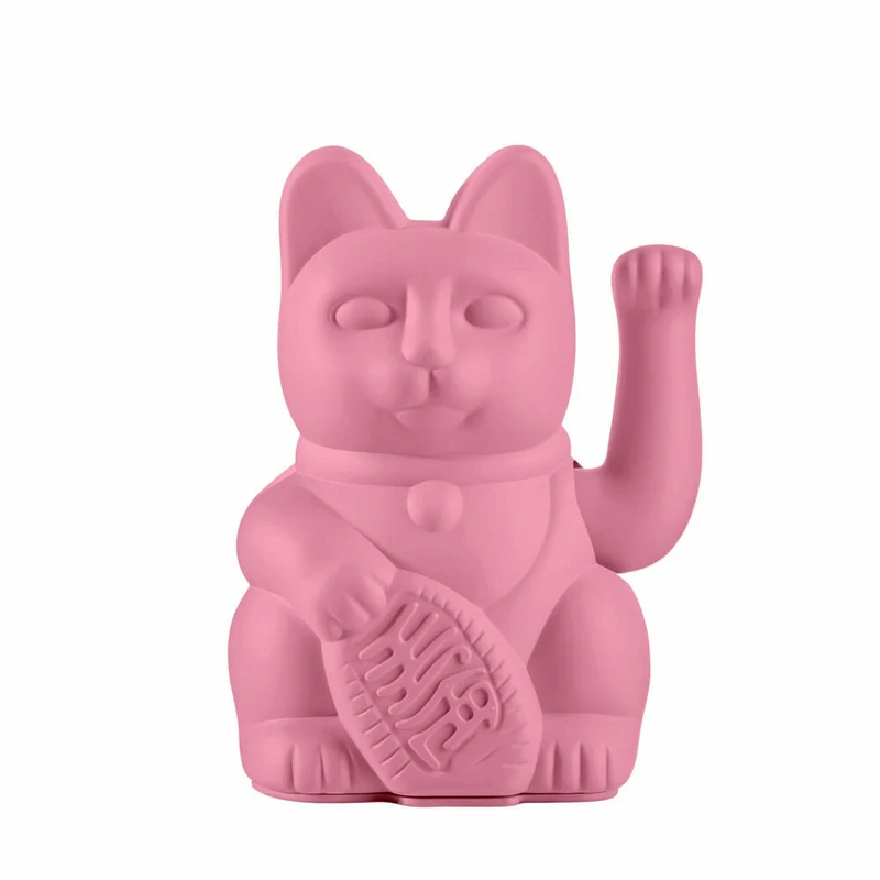 Donkey Products Winkekatze Lucky Cat Classic, Glücksbringer, winkende Katze, Kunststoff, Hot Pink, ca. 15 cm, 330550
