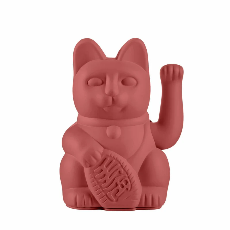 Donkey Products Winkekatze Lucky Cat Classic, Glücksbringer, winkende Katze, Kunststoff, Berry Red, ca. 15 cm, 330551