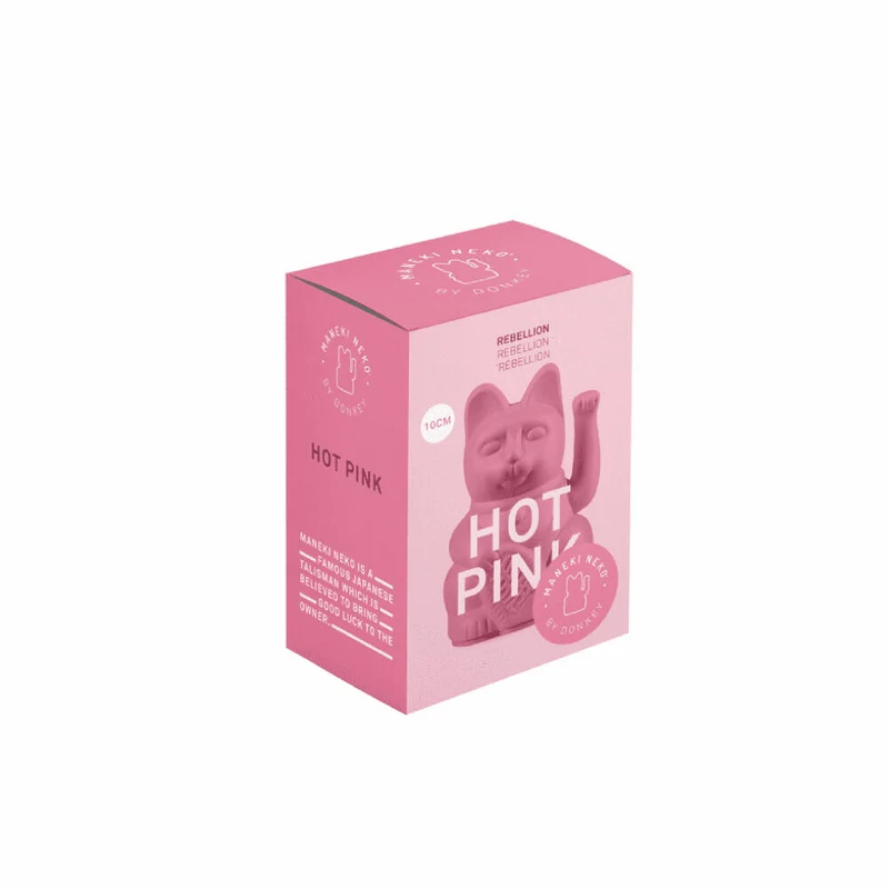 Donkey Products Winkekatze Lucky Cat Mini, Glücksbringer, Kunststoff, Hot Pink, 10 cm, 330637