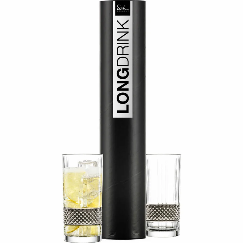 Eisch Longdrink Glen, 2er Set, Longdrinkglas, Cocktailglas, Wasserglas, Glas, Platin, 350 ml, 78854402