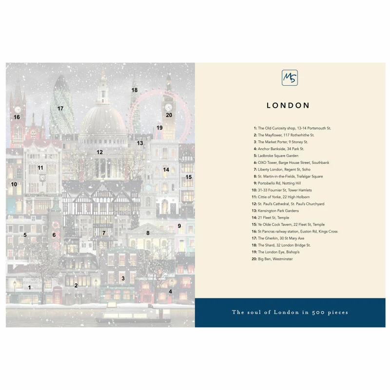 Martin Schwartz Puzzle Christmas in London, Städtepuzzle England, 33 x 47 cm, 500 Teile, MS0621