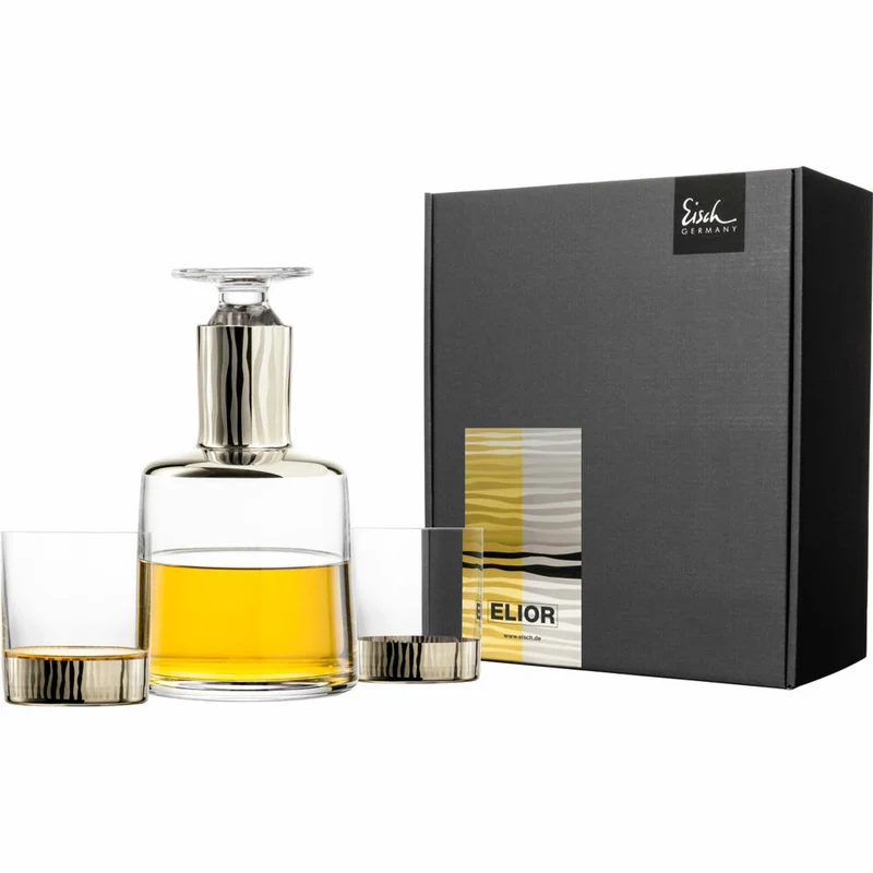 Eisch Whisky Set Elior, 3-tlg., Whiskygläser, Karaffe, Whiskybecher, Kristallglas, Platin, 79289910