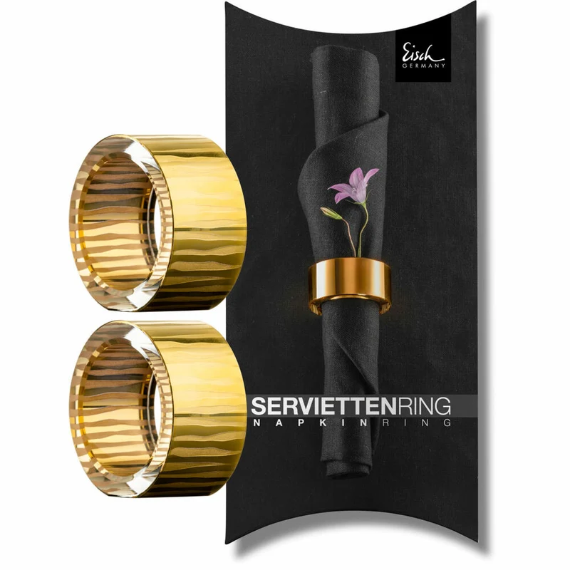 Eisch Serviettenringe Elior, 2er Set, Serviettenhalter, Glas, Gold, 50 mm, 79290551