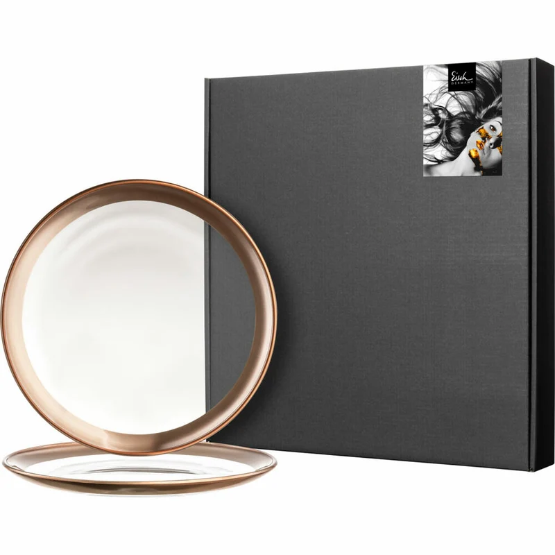 Eisch Teller Kaya Copper, 2er Set, Dessertteller, Kuchenteller, Speiseteller, Kristallglas, Kupfer, Ø 21 cm, 77356721