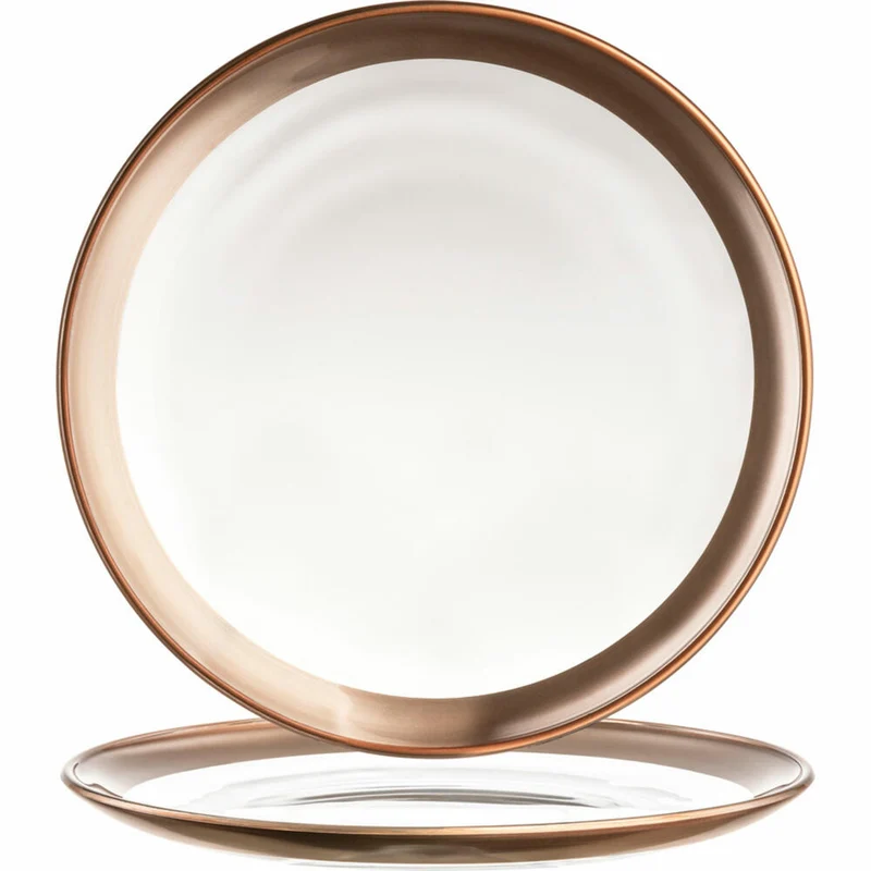 Eisch Teller Kaya Copper, 2er Set, Dessertteller, Kuchenteller, Speiseteller, Kristallglas, Kupfer, Ø 21 cm, 77356721