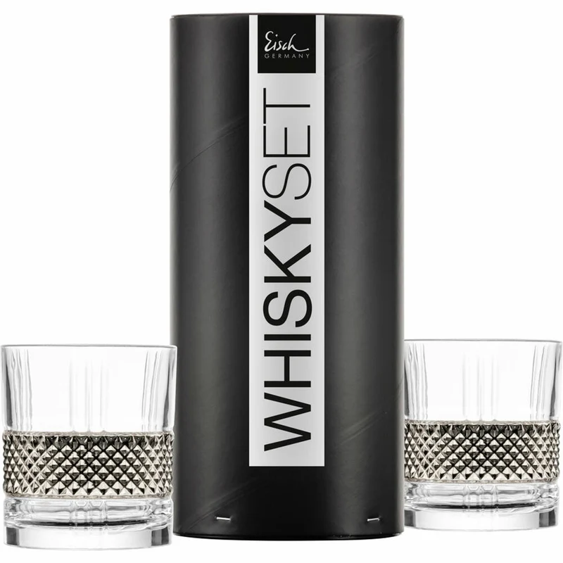 Eisch Whiskyglas Glen, 2er Set Tumbler, Whiskybecher, Glas, Platin, 330 ml, 78854404