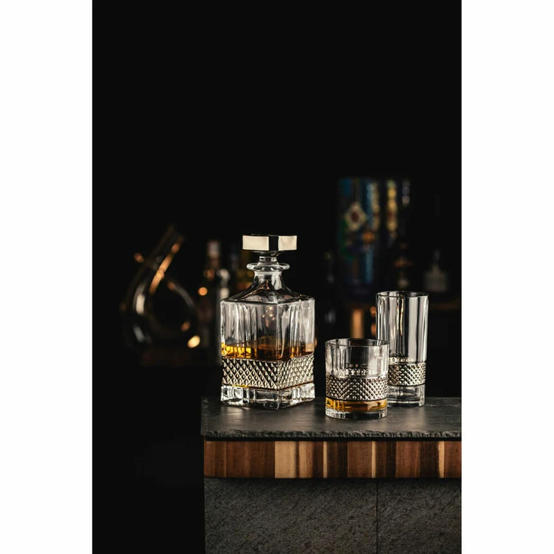 Eisch Whisky Set Glen, 3-tlg., Whiskygläser, Karaffe, Whiskybecher, Glas, Platin, 78884597