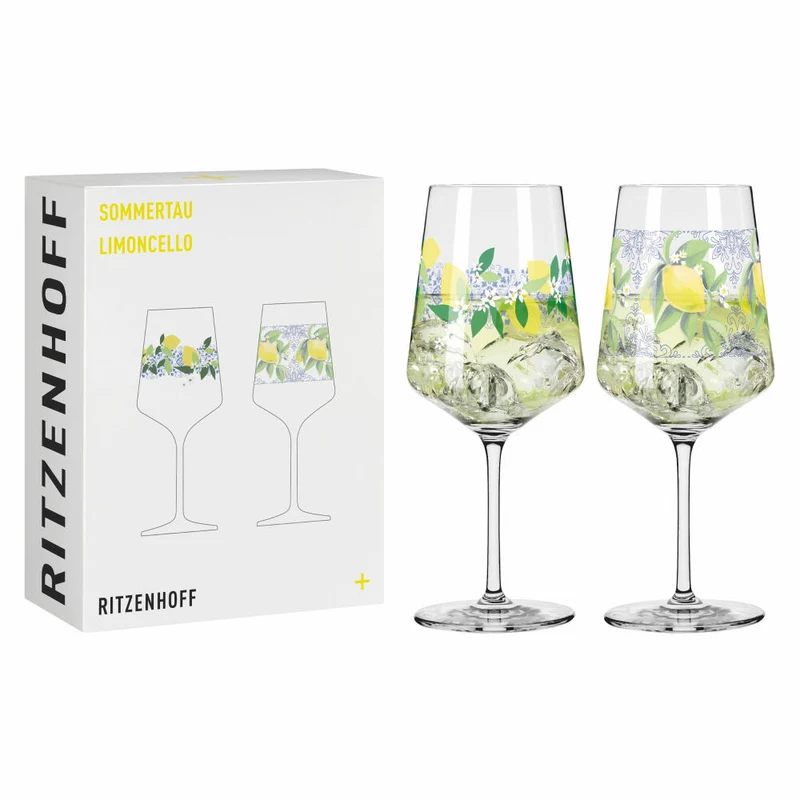 Ritzenhoff Limoncello-Gläser 2er Set Sommertau 021 022, Rea & Behnke F25, Kristallglas, 544 ml, 2931021