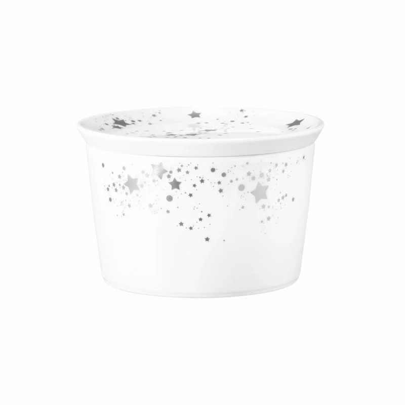 Seltmann Weiden Schale 5296 mit Deckel Liberty Silver Stars, Schüssel, Porzellan, Silberfarben, 14 x 9 cm, 001.774718