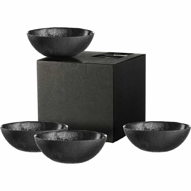 Eisch Schalen Sen Black, 2er Set, Schale, Dessertschale, Dipschale, Dekoschale, Glas, Schwarz, Ø 15 cm, 75131616