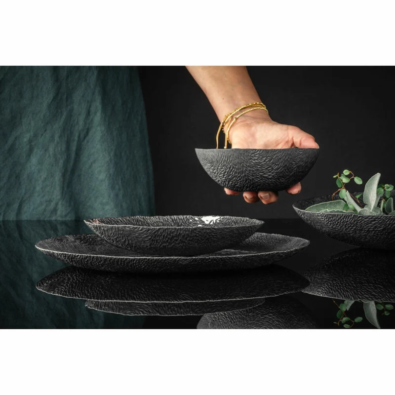 Eisch Schalen Sen Black, 2er Set, Schale, Dessertschale, Dipschale, Dekoschale, Glas, Schwarz, Ø 15 cm, 75131616