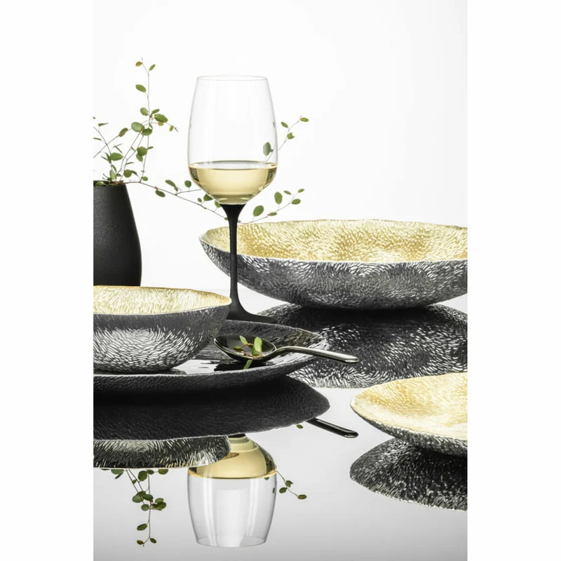Eisch Schalen Sen Silver, 2er Set, Schale, Müslischale, Salatschale, Dekoschale, Glas, Silber, Ø 21 cm, 75131621