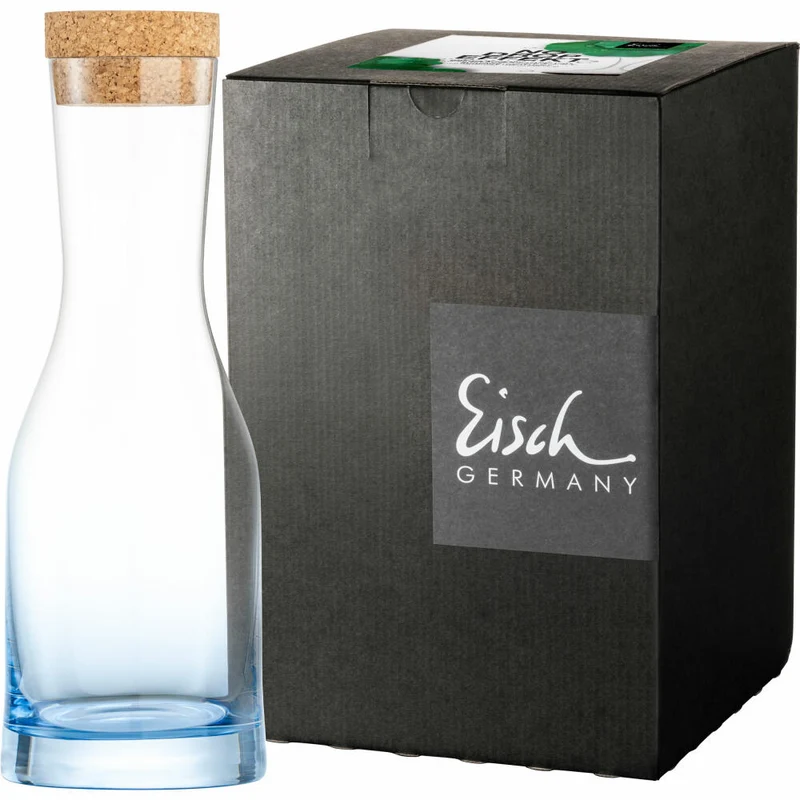 Eisch Karaffe No Drop, mit Korkverschluss, Wasserkaraffe, Kristallglas, Blau, 0.85 L, 30184009