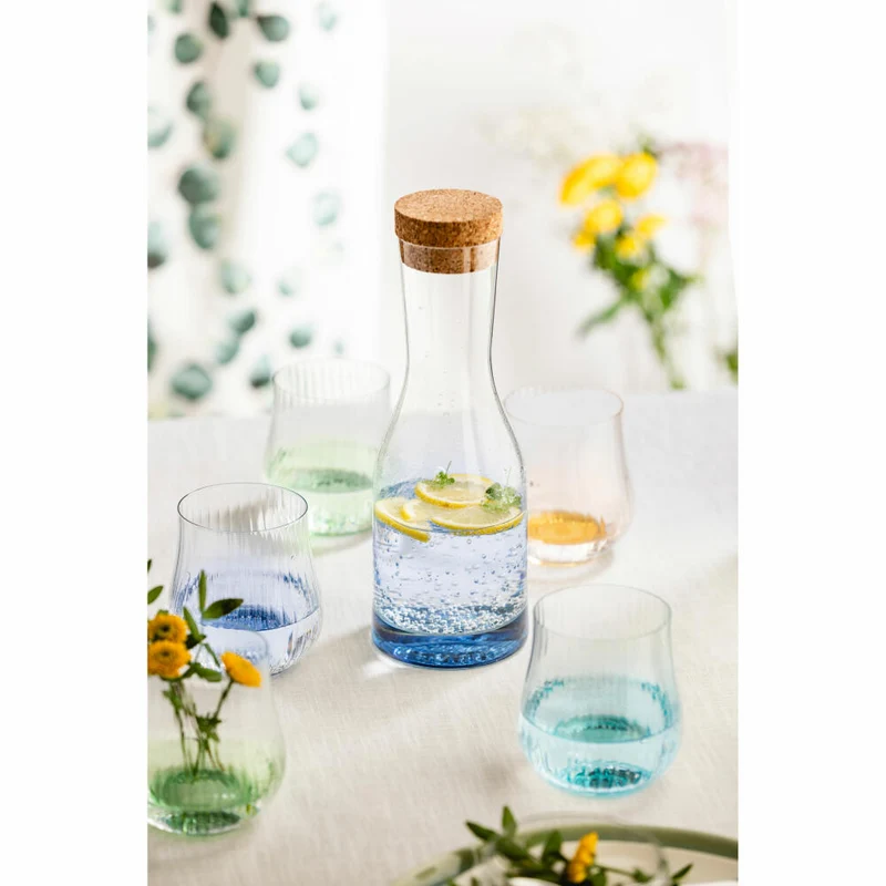 Eisch Karaffe No Drop, mit Korkverschluss, Wasserkaraffe, Kristallglas, Blau, 0.85 L, 30184009
