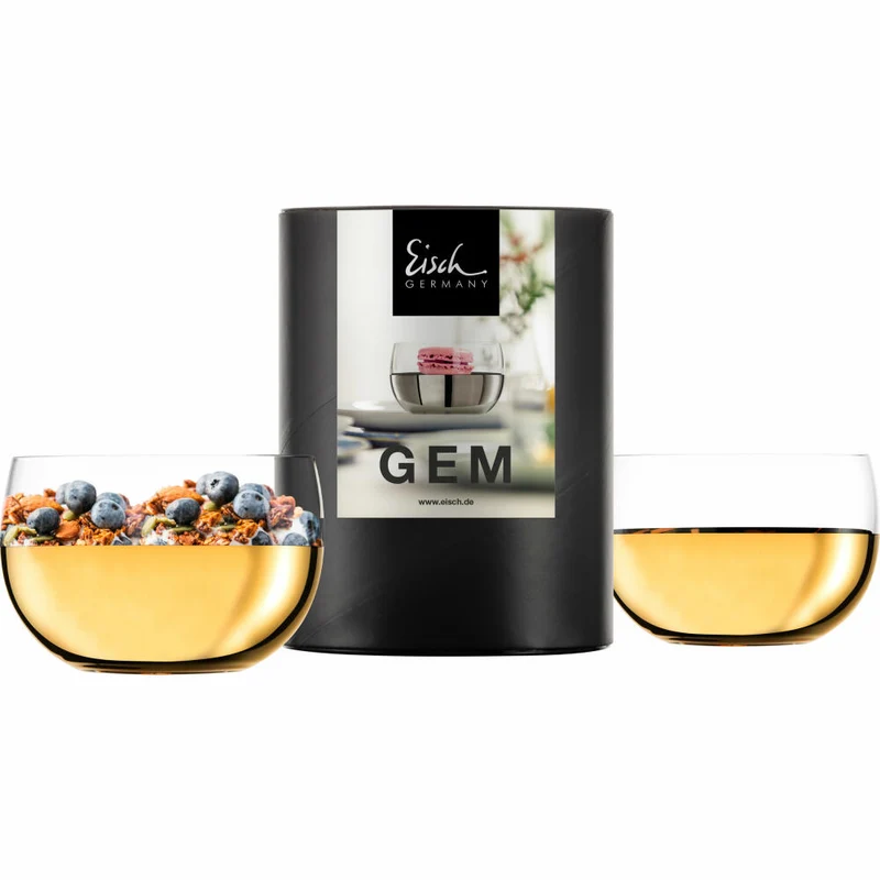 Eisch Dessertschalen 2er Set Gem, Dessertschale, Dessert Schale, Müslischale, Kristallglas, Gold, Ø 9.2 cm, 30031011